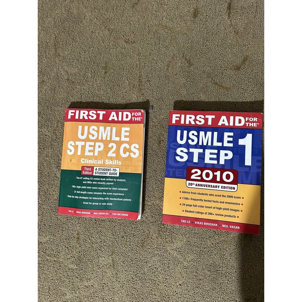 Lot Of 2 First Aid Q&a for the USMLE Step 1 & Step 2 CS by Tao Le Clinical 2010